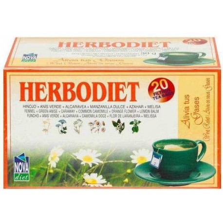 Herbodiet Alivia Tus Gases Nova Diet 20 filtros herbolariomalvarosa.com
